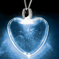 Light Up Necklace - Acrylic Heart Pendant - Blue
